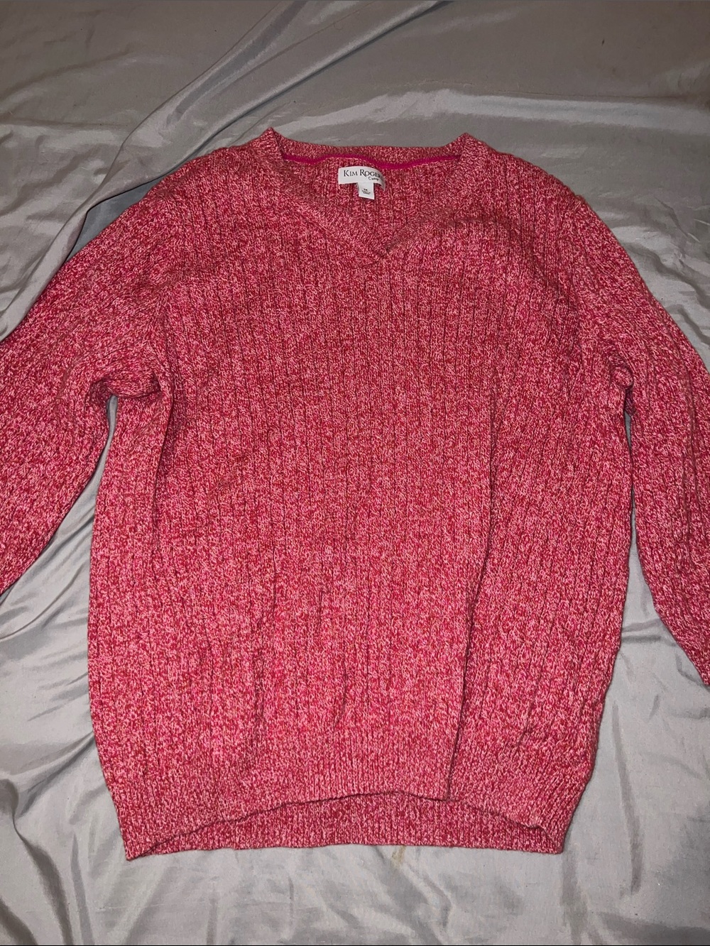 Kim Rogers red Marled V-Neck Pullover Sweater